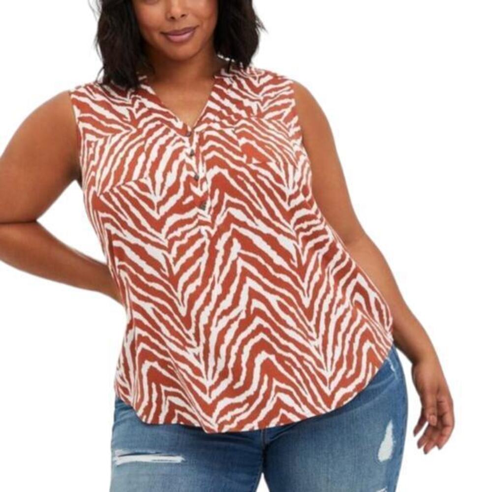 Torrid Zebra Print Harper Rayon Slub Pullover Sleeveless Top Size 00 Medium